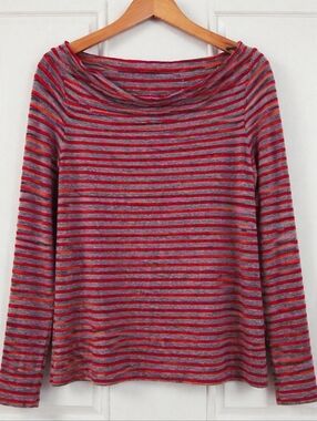Maurices Red and Gray Striped Knit Midi Skirt XL